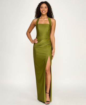 Juniors' Halter Tie Back Long Dress