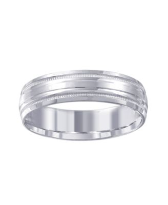 Men's High-Polished Etched Wedding Band in 14k White Gold