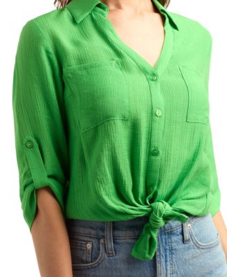 Women's Textured Button-Front Top