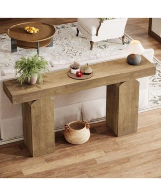 63" Long Entryway Table, Farmhouse Console Table with 2 Arched Pedestal Legs