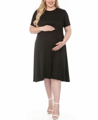Plus Size Short-Sleeve Midi A-Line Dress