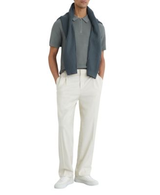 Men's Textured-Knit Half-Zip Polo Shirt