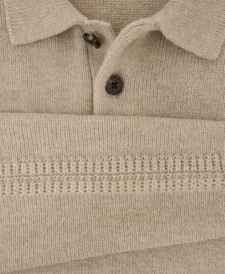 Men's Wool-Blend Half-Button Polo Jumper Sweater