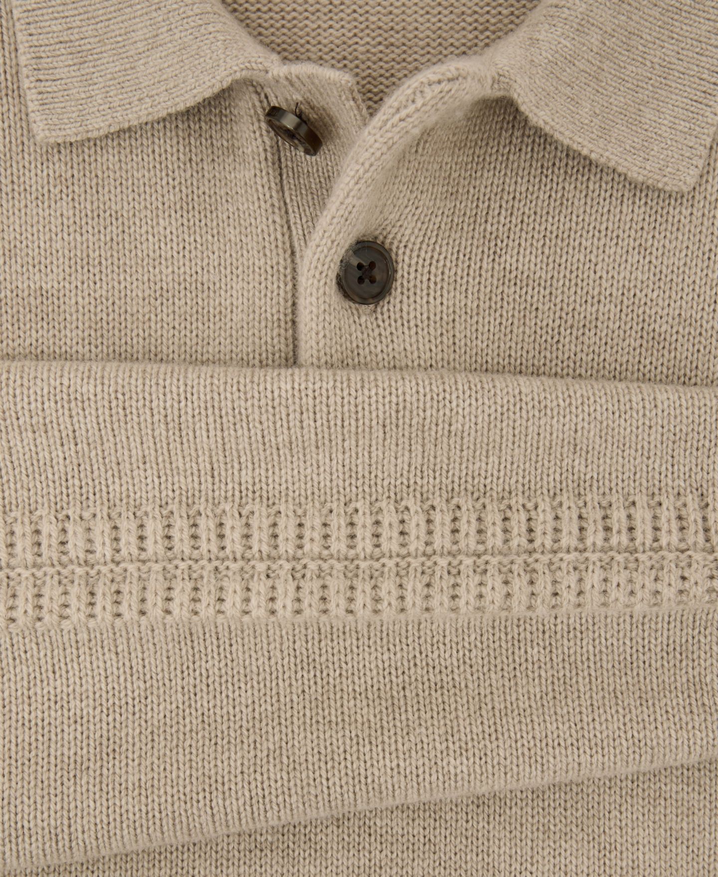 Мужской свитер REISS Elm Wool-Blend Half-Button Polo Jumper, цвет: Овсяный — фото 4