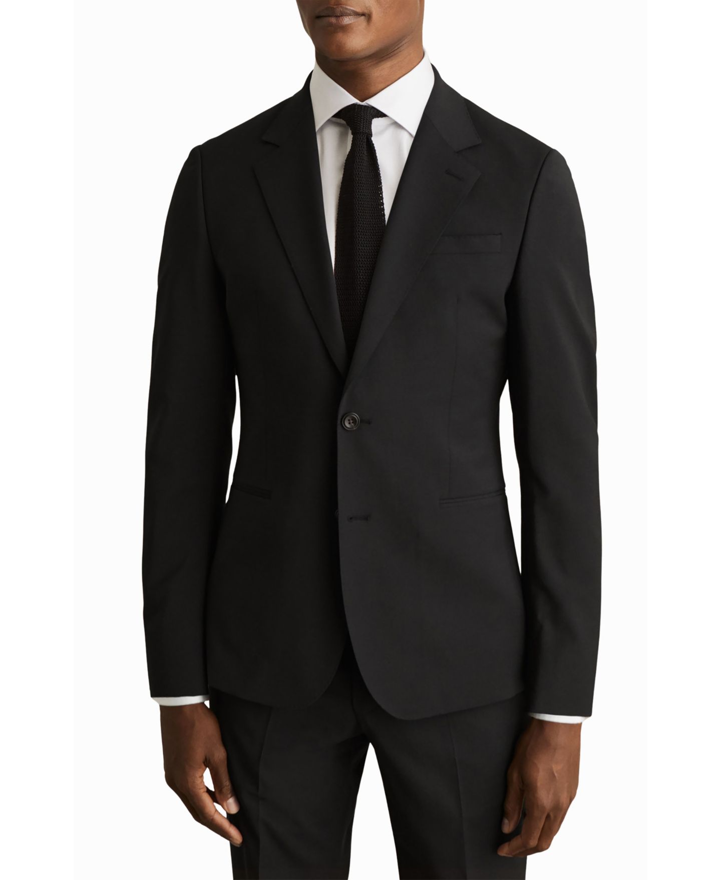 Мужской пиджак REISS Promise Tailored-Fit Wool-Blend Single-Breasted Suit Blazer, цвет: Чёрный — фото 1