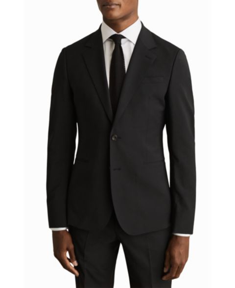 Мужской пиджак REISS Promise Tailored-Fit Wool-Blend Single-Breasted Suit Blazer, цвет: Чёрный