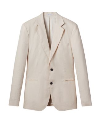 Men's Tailored-Fit Single-Breasted Linen Blazer