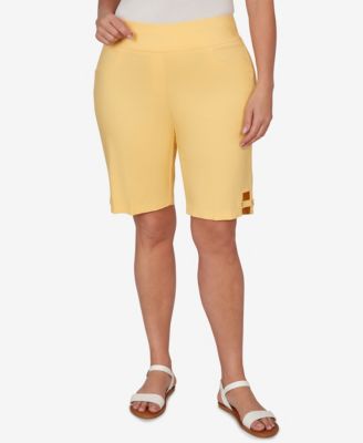 Plus Size Solid Tech Stretch Bermuda Shorts