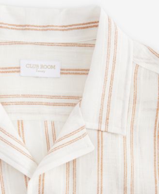 Men's Textured Stripe Linen Short-Sleeve Shirt