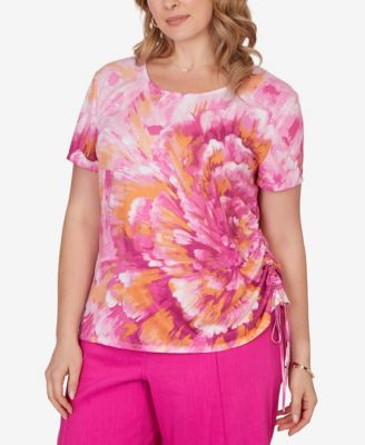 Plus Size Bold Watercolor Floral Knit Top