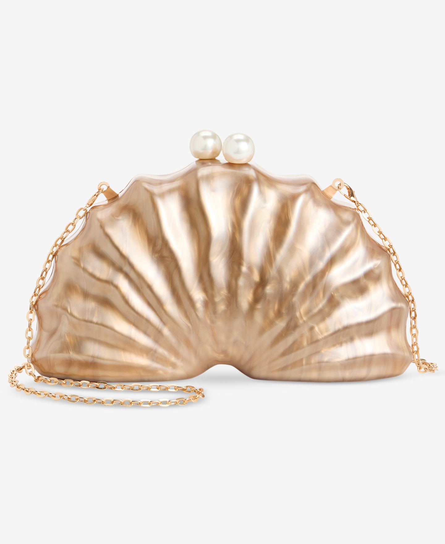 Женские клатчи I.N.C. International Concepts Acrylic Shell Minaudiere, цвет: Жемчужный золотой — фото 1