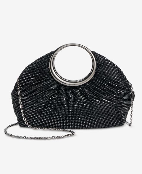 Женский клатч I.N.C. International Concepts Ring Handle Diamond Mesh Clutch, цвет: Чёрный