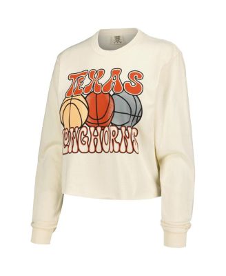 Women's Natural Texas Longhorns Comfort Colors Basketball Cropped Long Sleeve T-Shirt