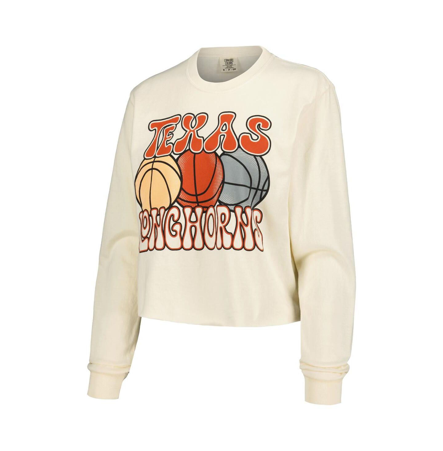 Женская футболка Image One Natural Texas Longhorns Comfort Colors Basketball Cropped Long Sleeve — фото 2