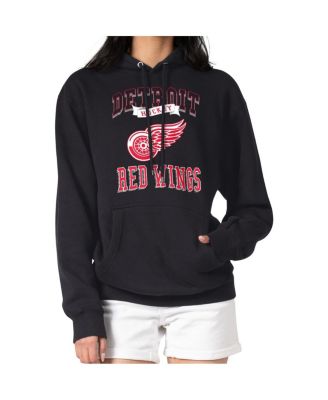 Women's Black Detroit Red Wings Team Logo Tri-Blend Fleece Pullover Hoodie