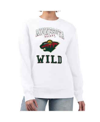 Women's White Minnesota Wild Team Logo Tri-Blend Fleece Pullover Sweatshirt