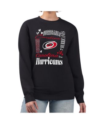 Women's Black Carolina Hurricanes Collage Graphic Fleece Long Sleeve Pullover Sweatshirt