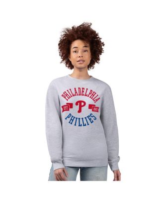 Women's Heather Gray Philadelphia Phillies Team Logo Fleece Pullover Sweatshirt