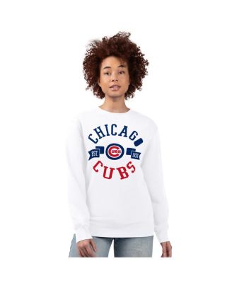 Women's White Chicago Cubs Team Logo Fleece Pullover Sweatshirt
