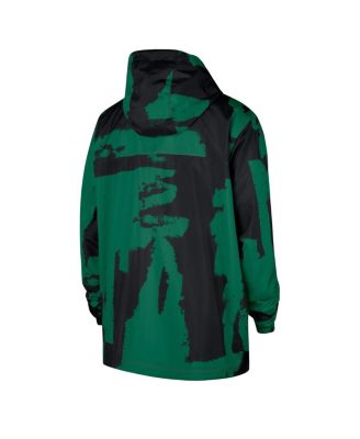 Men's Black/Kelly Green Boston Celtics Courtside Club Premium Woven Full-Zip Hooded Jacket