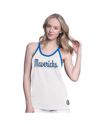 Women's White Dallas Mavericks Curveball Racerback Scoop Neck Slub Tank Top