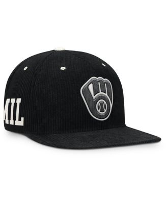 Men's Black Milwaukee Brewers Pro Corduroy Structured Snapback Hat