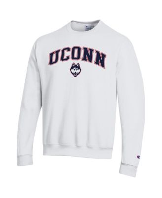Men's&nbsp;Champion White UConn Huskies Arch Over Logo Pullover Sweatshirt