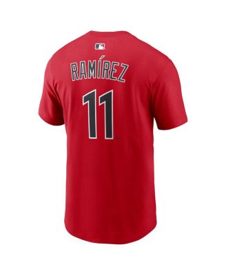 Men's Jos&eacute; Ramírez Red Cleveland Guardians Name & Number T-Shirt