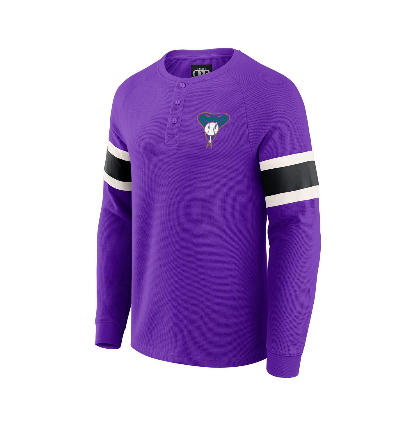 Мужская футболка Fanatics Darius Rucker Collection By Purple Arizona Diamondbacks Waffle-Knit Raglan Long Sleeve Henley — фото 2