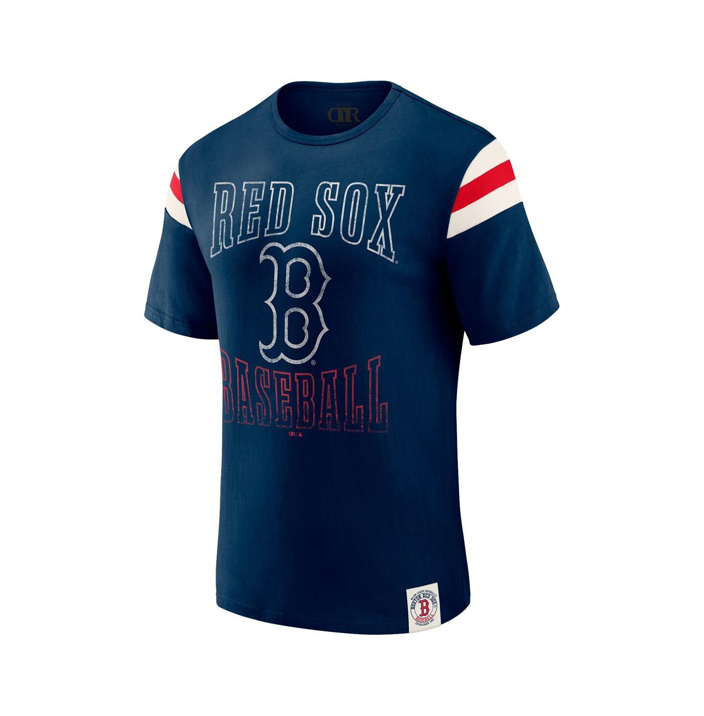 Мужская футболка Fanatics Darius Rucker Collection By Navy Boston Red Sox Distressed Sleeve Stripe — фото 2