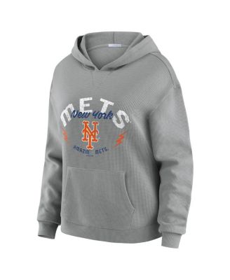 Women's Gray New York Mets Plus Size Waffle-Knit Long-Sleeve Hoodie & Lounge Pants Set