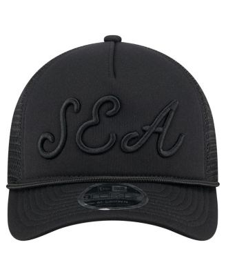 Men's Black Seattle Mariners City Initial 9FORTY A-Frame M-Crown Adjustable Trucker Hat