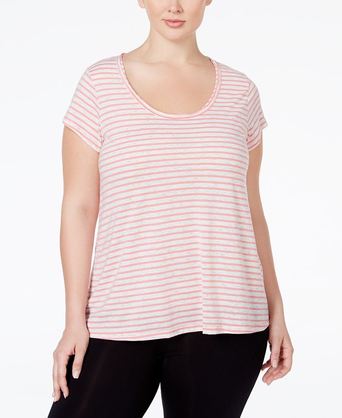 Calvin Klein Plus Size Striped High-Low T-Shirt & Reviews - Tops - Plus ...