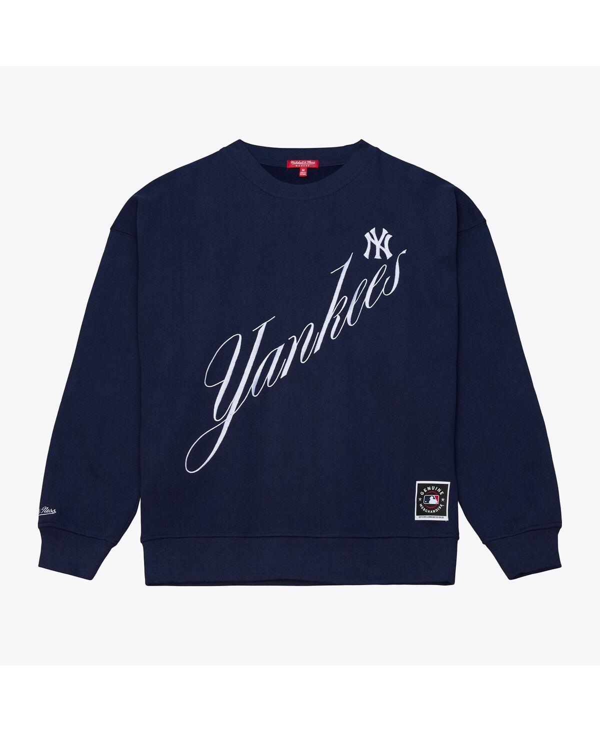 Mitchell & Ness Women's Navy New York Yankees Script Sweatshirt In Blue