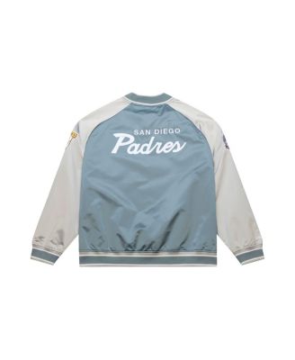 Mitchell Ness Men's Gray San Diego Padres Thunderstorm Head Coach Lightweight Satin Full-Snap Jacket