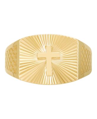 Cross Band Ring in 14k Yellow Gold Plated Sterling Silver