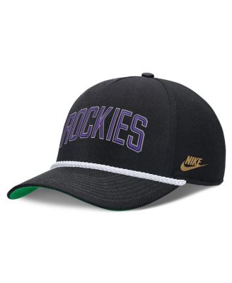 Men's Black Colorado Rockies Cooperstown Collection Rise Adjustable Hat
