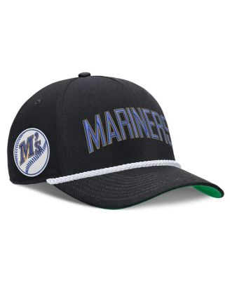 Men's Black Seattle Mariners Cooperstown Collection Rise Adjustable Hat