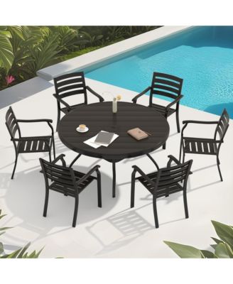 2-Piece Outdoor Dining Chair Set, Heavy-Duty Iron Frame with E-Coating, All-Weather Patio Chairs, Sandstone