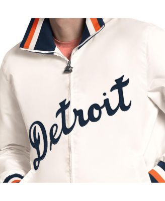Men's White Detroit Tigers The Captain Cooperstown Logo Full-Zip Varsity Jacket