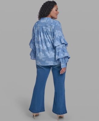 Plus Size Mock Neck Tiered Top