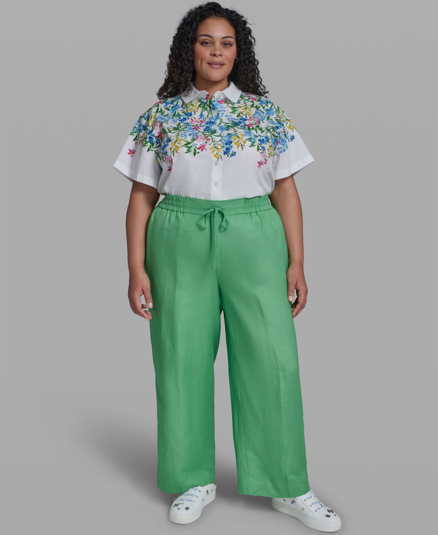 Женские брюки KARL LAGERFELD PARIS Plus Size Mid-Rise Pull-On, цвет: Зелёный — фото 1