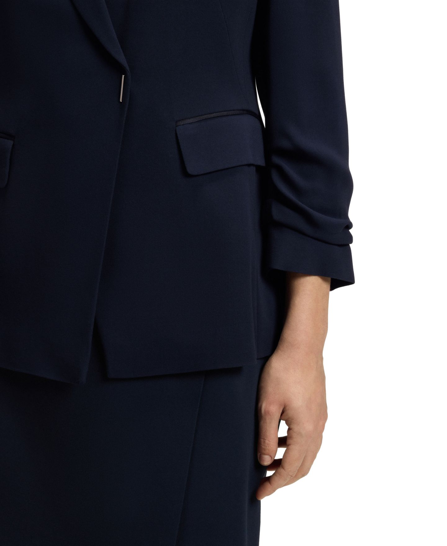 Женский пиджак Hugo Boss BOSS by Press-Stud Closure Slim-Fit Blazer, цвет: Тёмный синий — фото 6