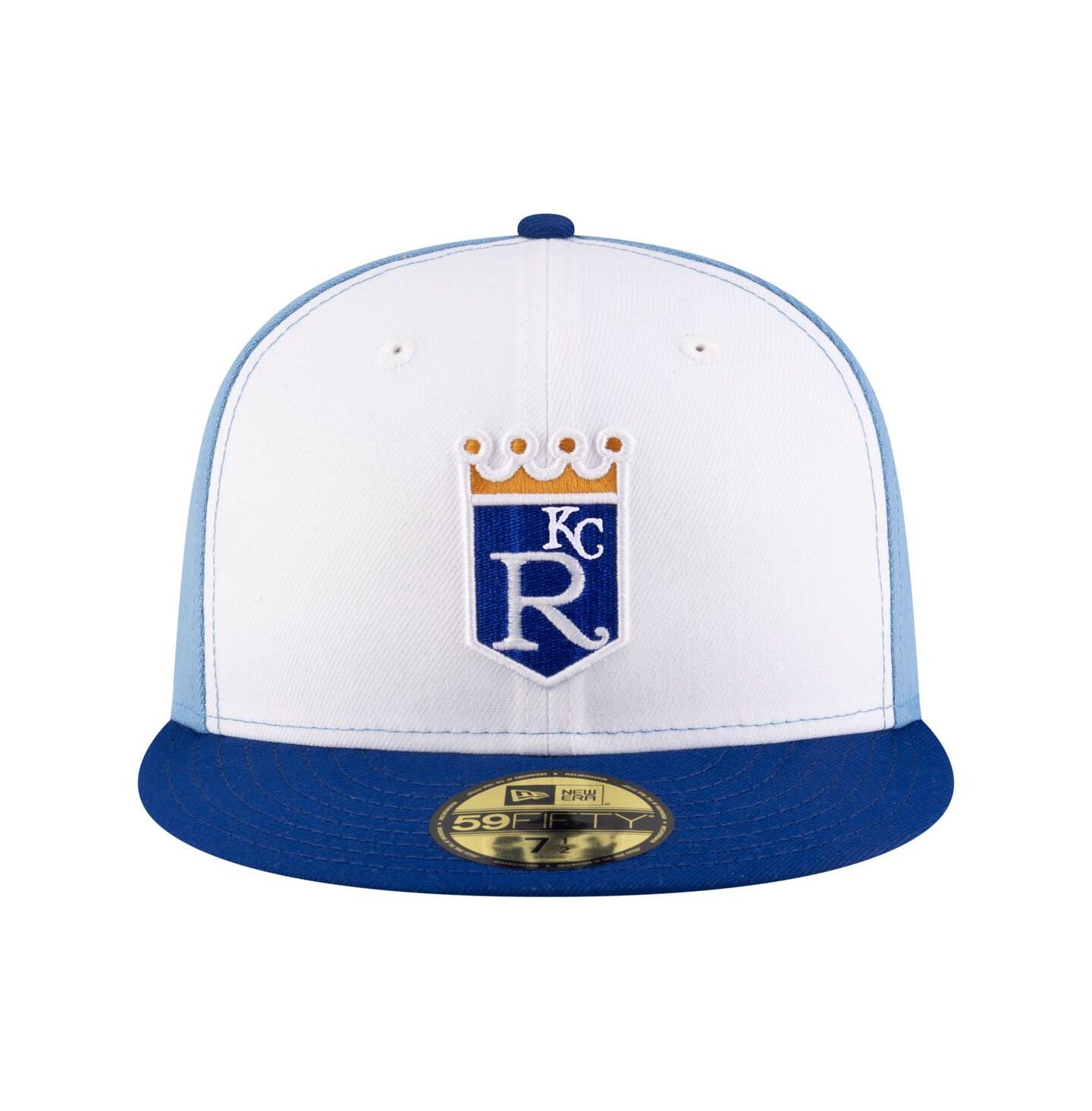 Мужская кепка New Era White/Light Blue Kansas City Royals Authentic Collection On-Field 59FIFTY Fitted Hat — фото 2