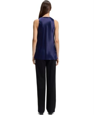 BOSS by Women's Satin Draped Neckline Sleeveless Top