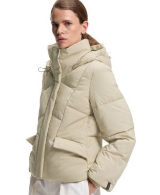 BOSS by Women's Hooded Piped Detail Padded Jacket
