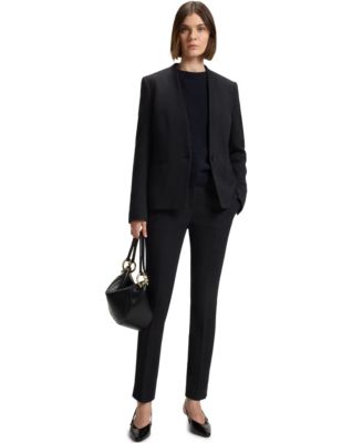 BOSS by Women's Crease-Resistant Herringbone Slim-Fit Pants