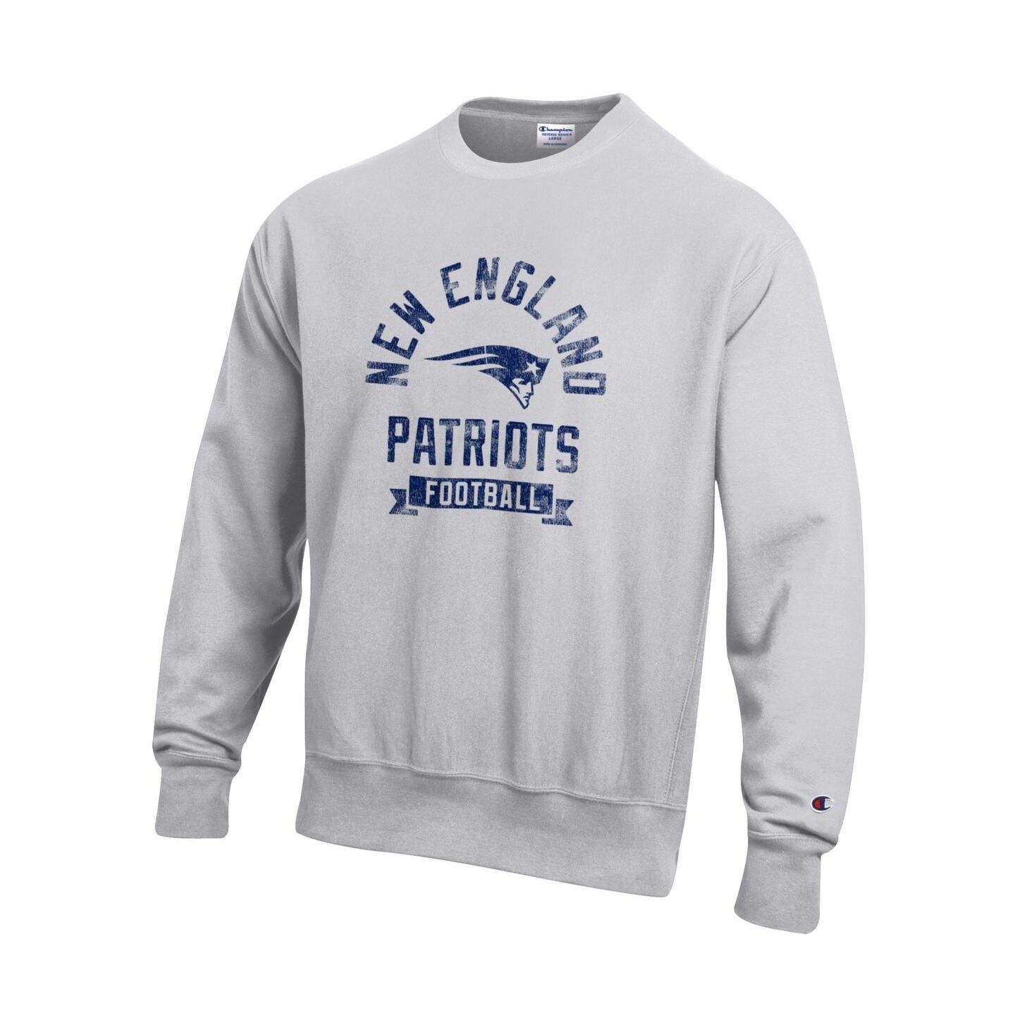 Мужская толстовка Champion Heather Gray New England Patriots Reverse Weave Fleece Pullover — фото 2