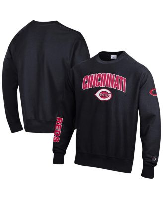 Men's Black Cincinnati Reds Reverse Weave Chenille Sweatshirt