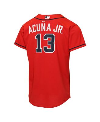 Big Boys and Girls Ronald Acu&ntilde;a Jr. Red Atlanta Braves Alternate 2 Replica Jersey